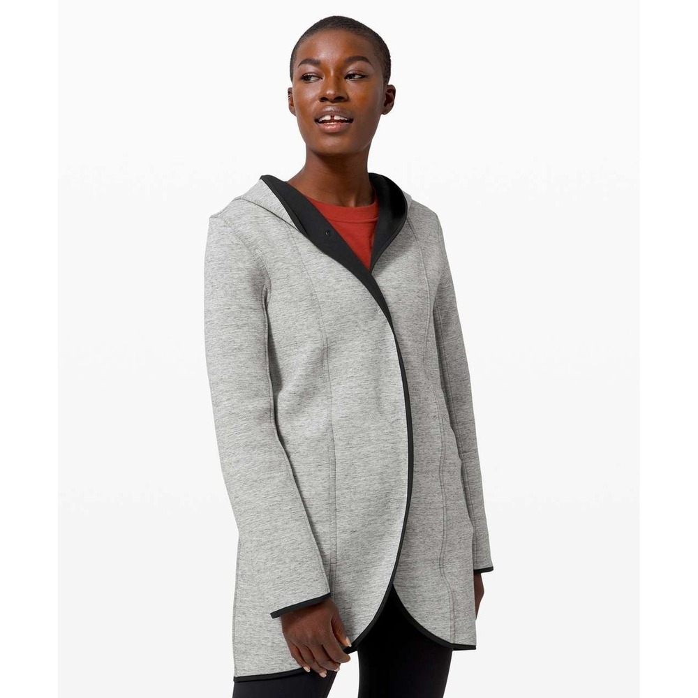 LULULEMON URBAN HORIZONS JACKET WOMENS REVERSIBLE HEATHERED GRAY BLACK XXS